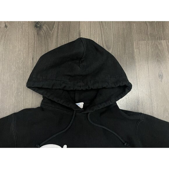 Champion Reverse Weave Sweatshirt Black Small Spell Out Hoodie Hood - Fade - Picture 6 of 9